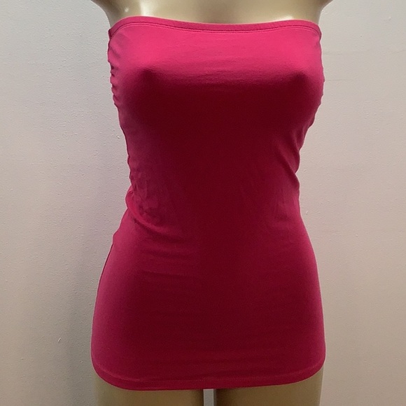 Pink Strapless Tube Top With White Satin Lace Up Closure. New No Tags. - Picture 2 of 5